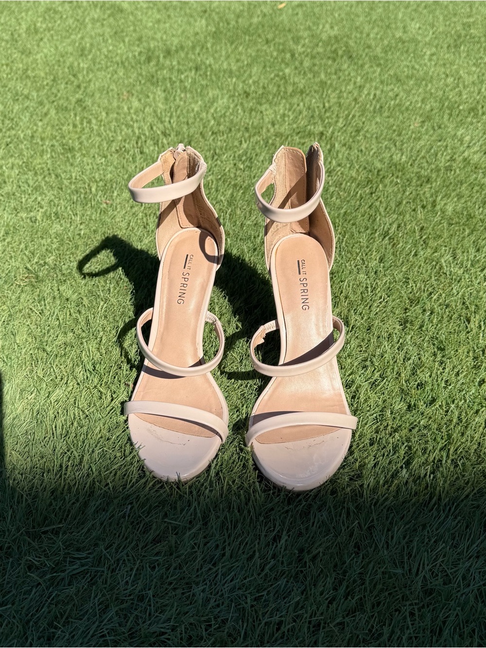 Call It Spring Nude-Strap Block Heel Sandals